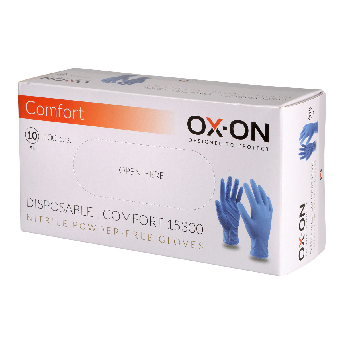 OX-ON Disposable Comfort 15300 Nitril-Einweghandschuhe blau, Größe 10 (XL), 100 Stück