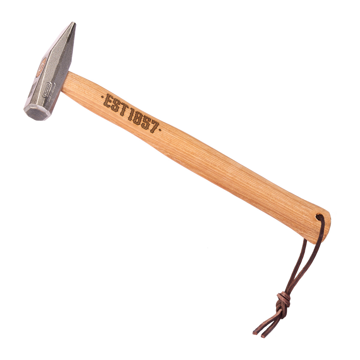 Picard Schlosserhammer EST 1857, gewachster Hickorystiel, Lederschlaufe, in Geschenkverpackung