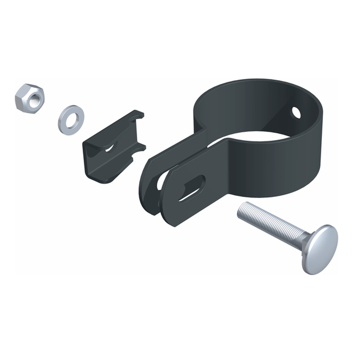 Alberts Endschelle, 34 x 63 x 17 mm, Stahl roh, sendzimirverzinkt, anthrazit kunststoffbeschichtet RAL 7016 - 1 Stk.