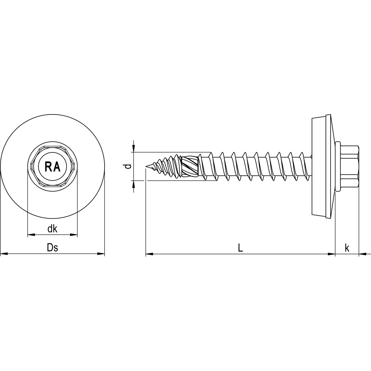 Reisser PR-TD Bohrschraube 6,0x40 mm, E22, Bimetall (Edelstahl A2/Stahl), Vollgewinde, SW8, Holz-UK - 100 Stk.