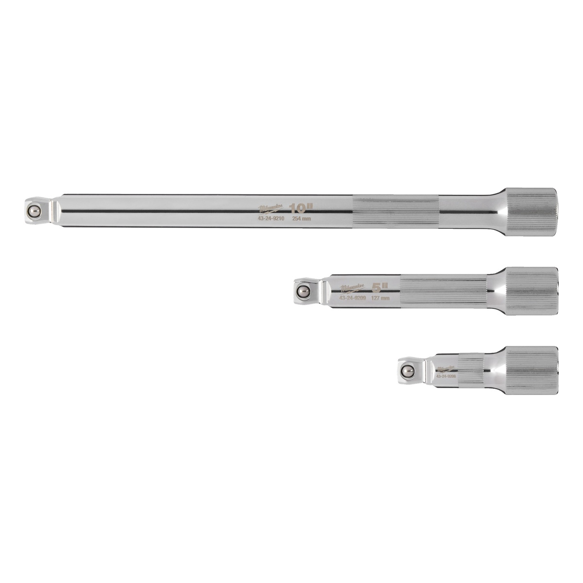 Milwaukee Verlängerungs-Satz 1/2 Zoll 3-teilig, 76, 127 und 254 mm, schwenkbar (Wobble)