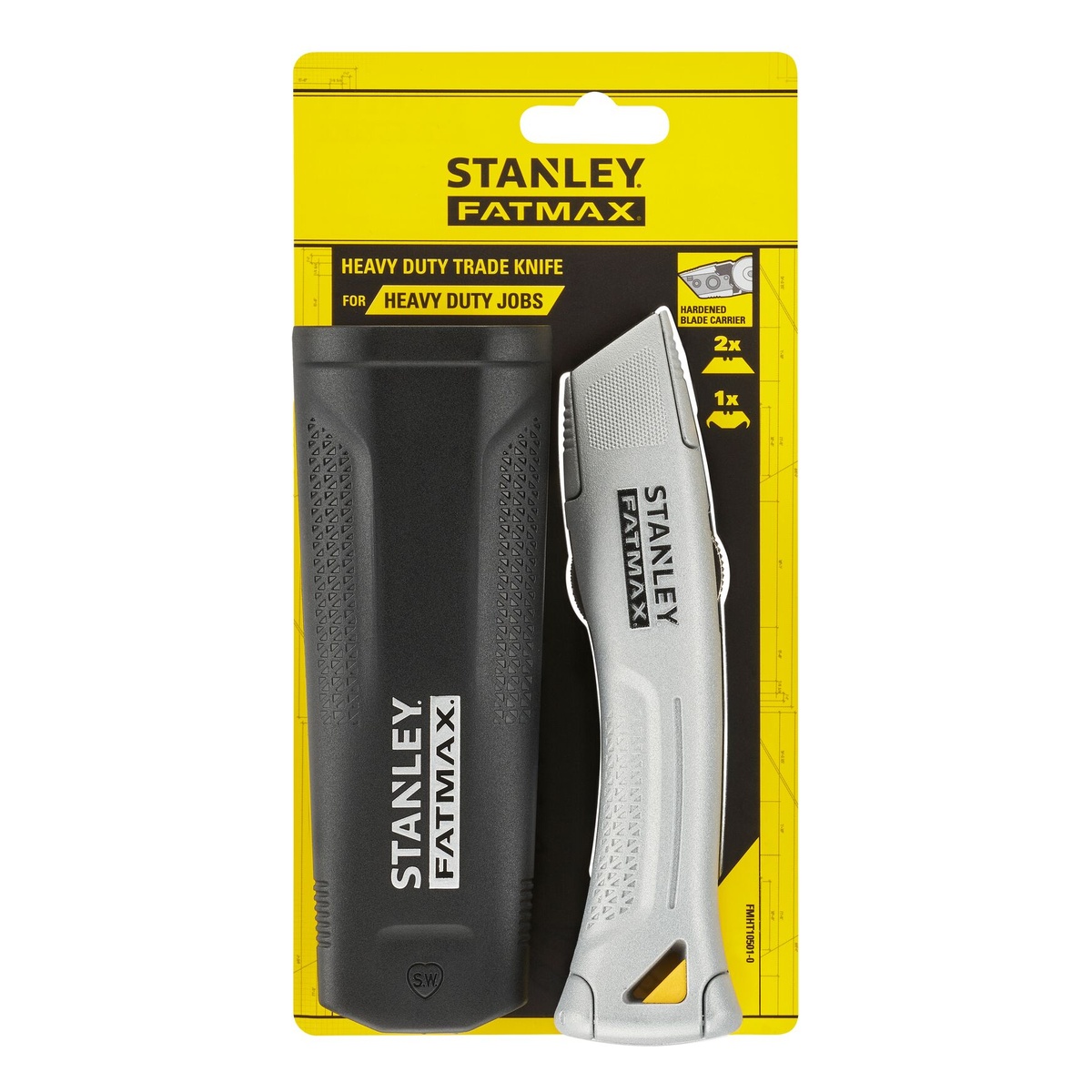 Stanley FATMAX Universalmesser feststehende Klinge, silber, mit Köcher, 2 Trapezklingen und 1 Hakenklinge