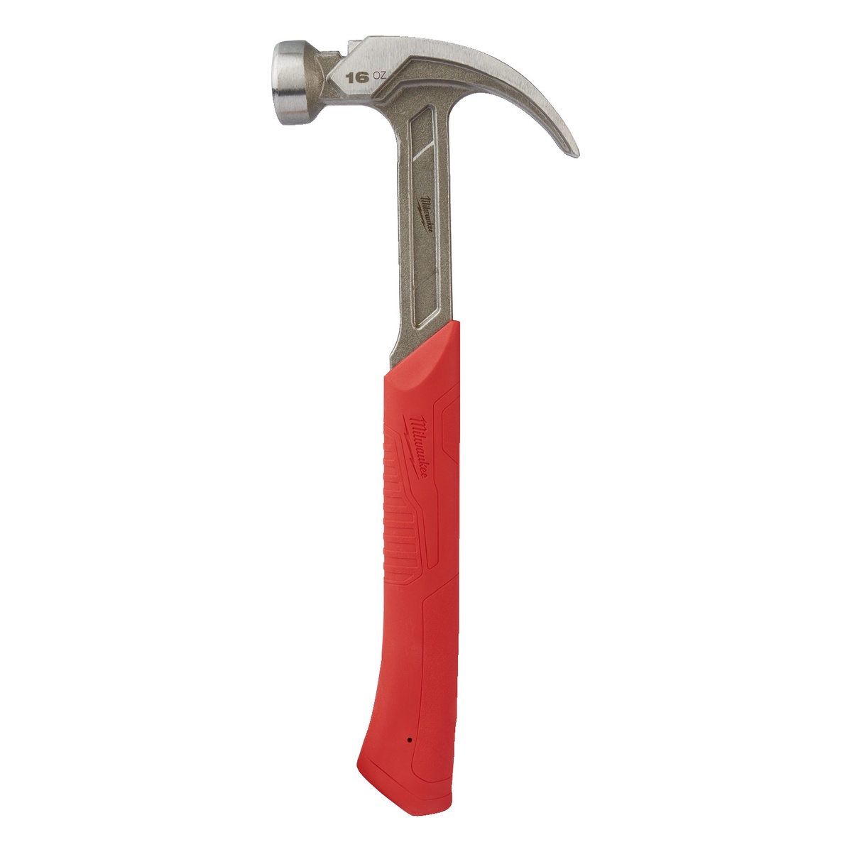 Milwaukee Klauenhammer gekröpft, 450 g, Stahlstiel mit Kunststoffummantelung, Shockshield-Griff, Magnet-Nagelhalter