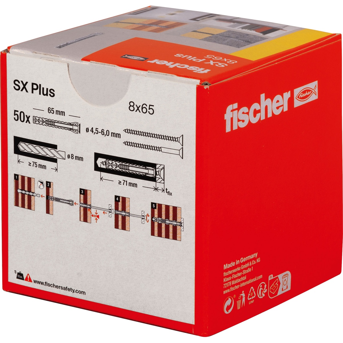 Fischer Dübel SX Plus 8 x 65 mm - 50 Stk. Fischer Dübel SX Plus 8 x 65 mm - 50 Stk.