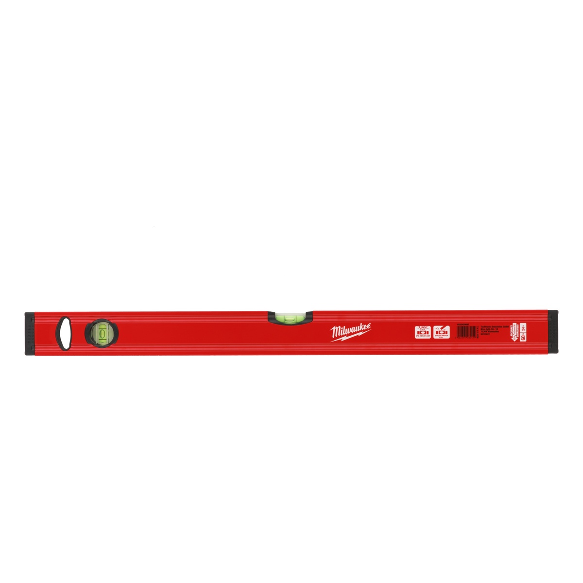 Milwaukee Wasserwaage Slim, 60 cm, magnetisch, 2 Acryllibellen, VPA-zertifiziert, 0,5 mm/m