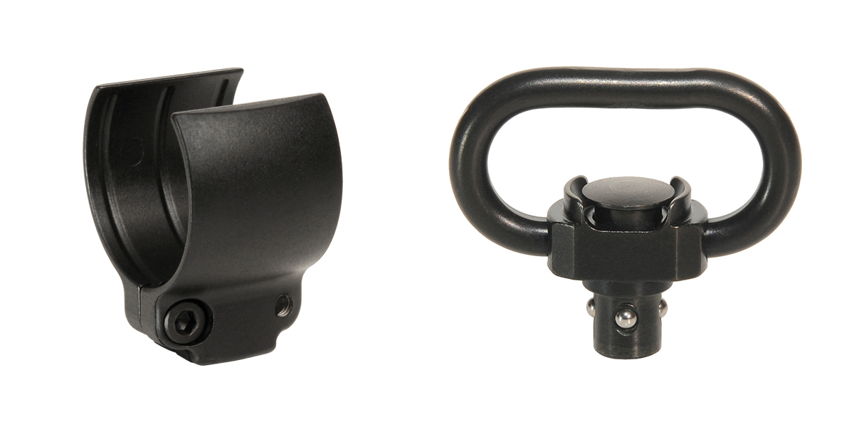 Halder Riemenbügel schmal mit Klemmschale, schwarz, für 23-mm-Riemen