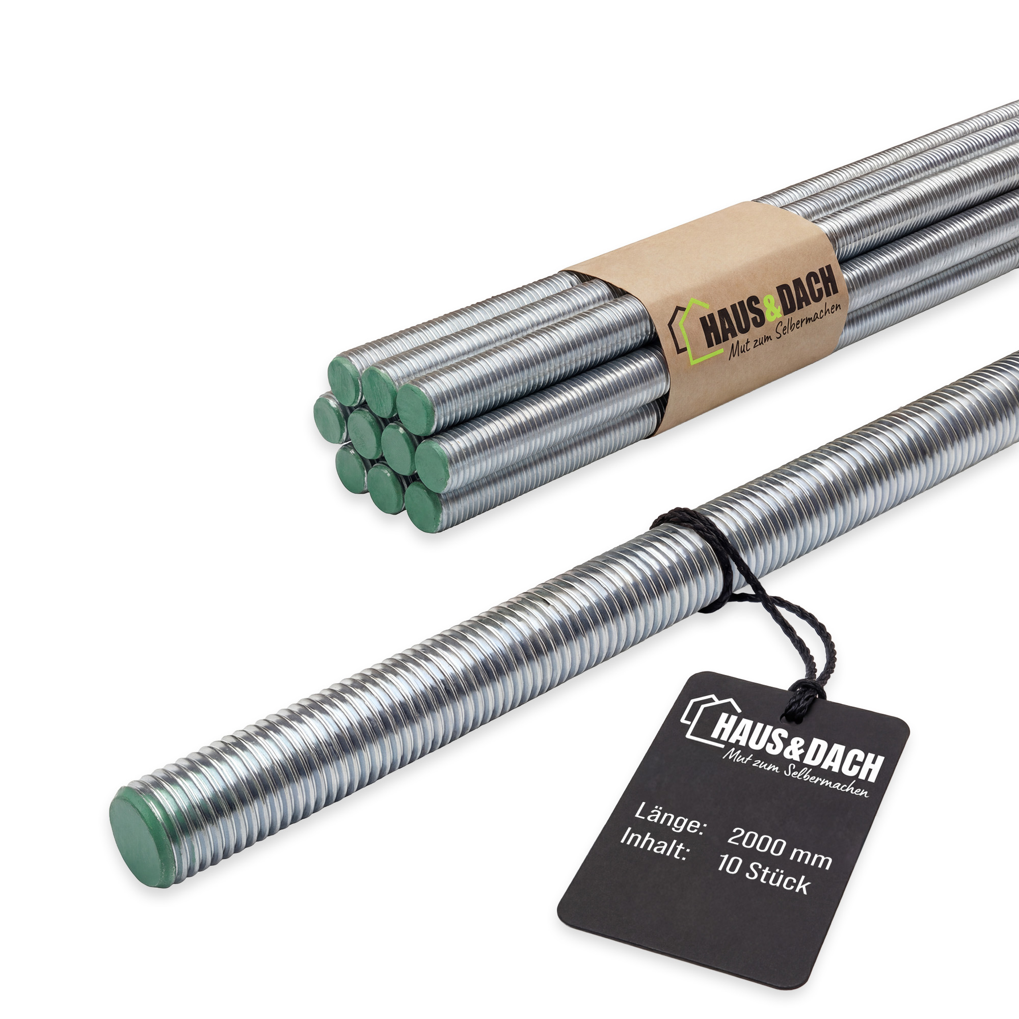 HAUS&DACH Gewindestange M24x2000 mm DIN 975 - Gewindestab für Montage, Bau & Befestigung, Edelstahl A2 - 10 Stk.