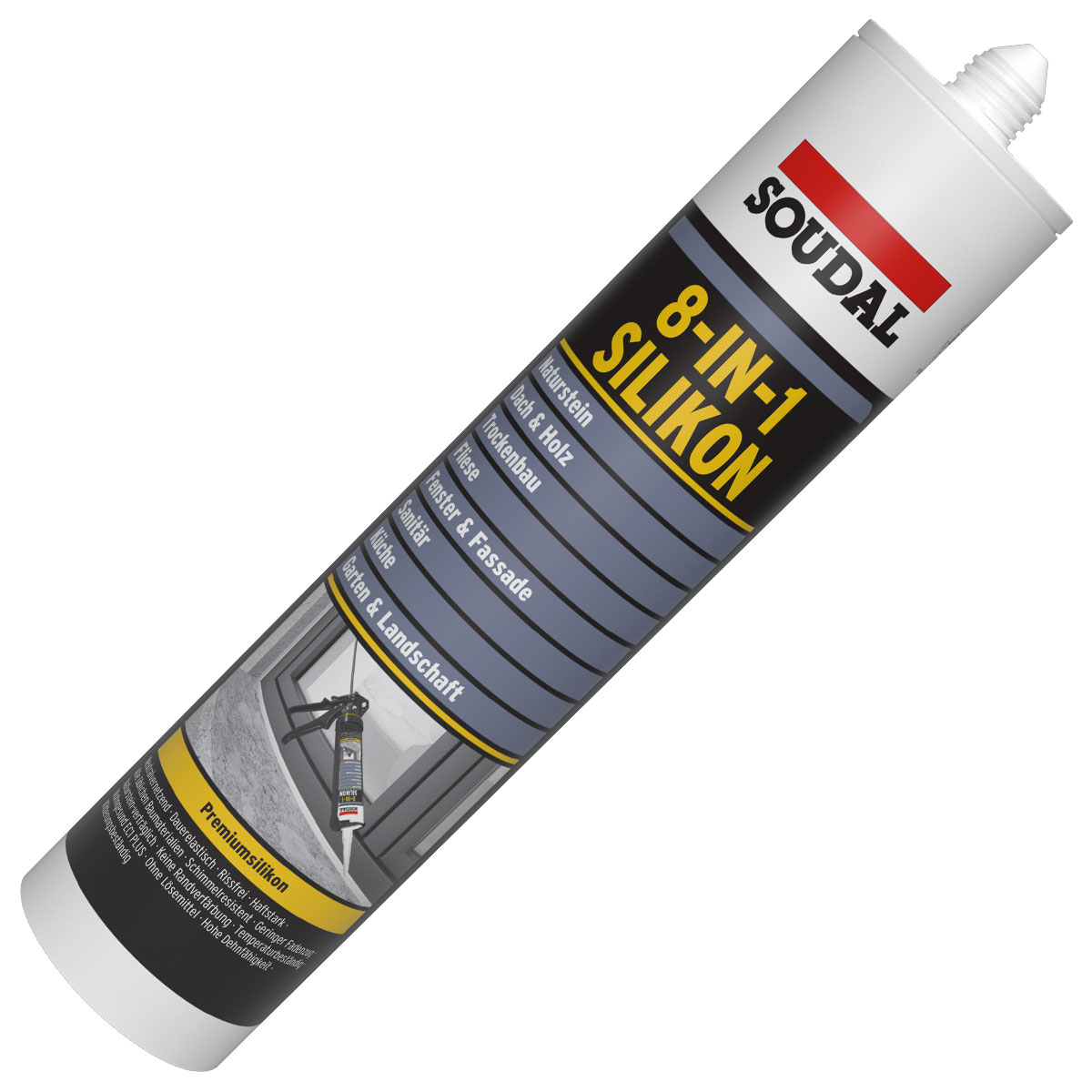 Soudal 8-IN-1 Silikon, 300 ml, Weiß - 1 Stk.