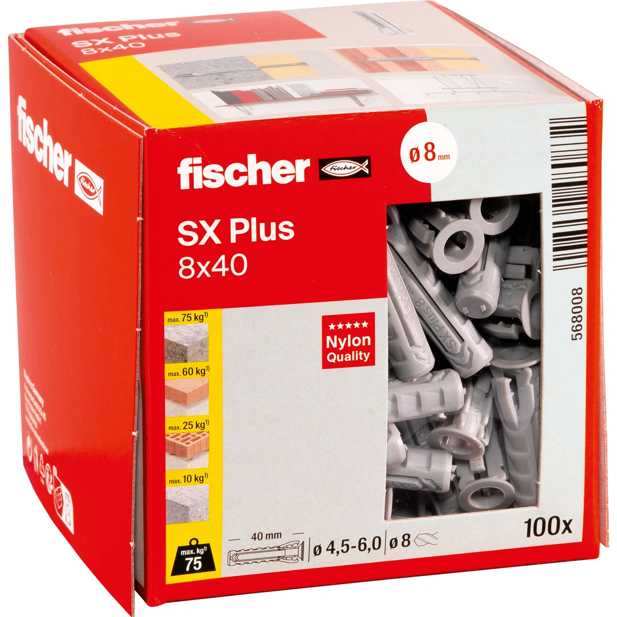 Fischer Dübel SX Plus 8x40 mm - 100 Stk. Fischer Dübel SX Plus 8x40 mm - 100 Stk.