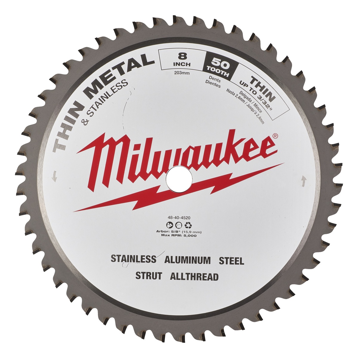 Milwaukee Kreissägeblatt für Metall-Handkreissägen 203/15,87 mm Z50 - 1 Stk.