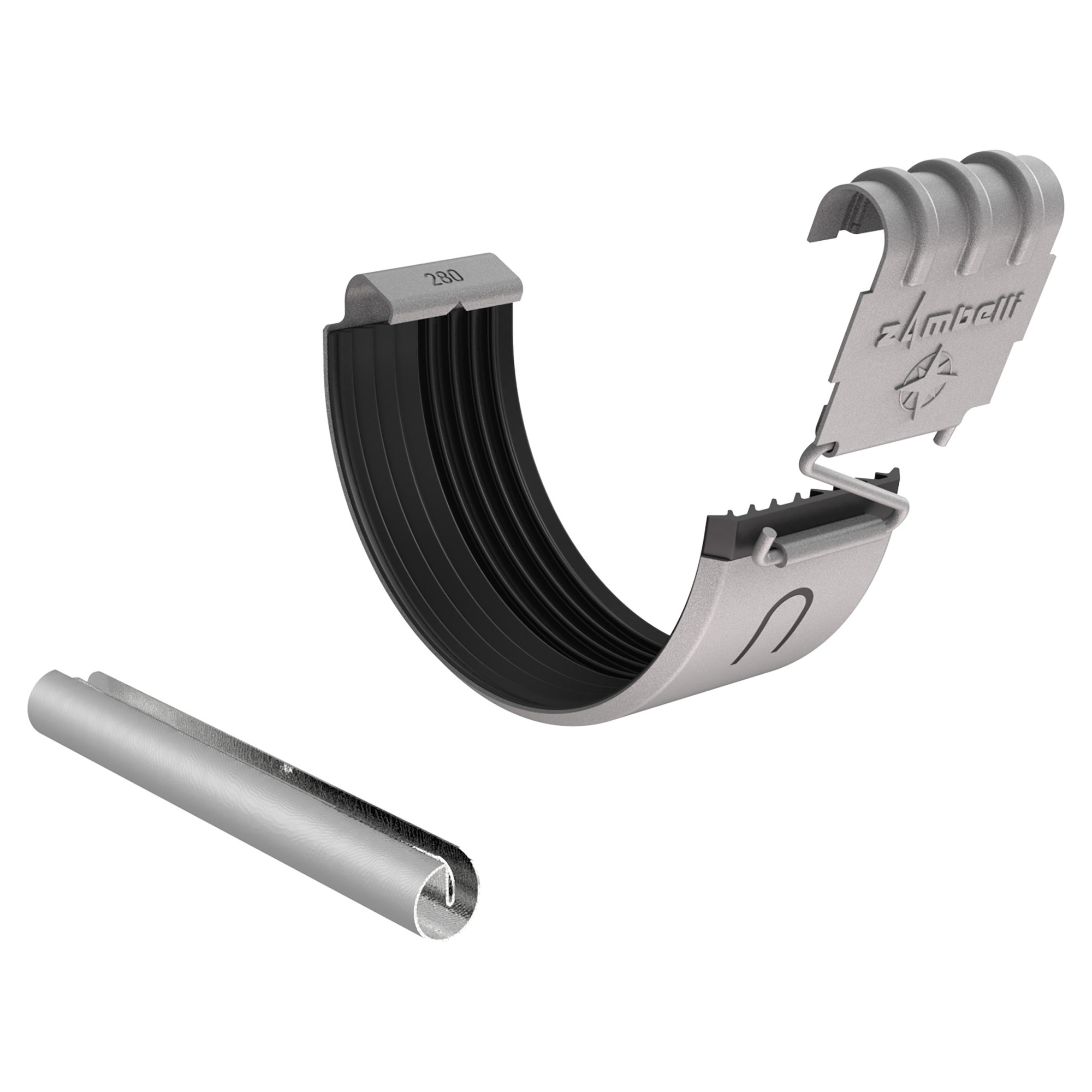 Zambelli Set Rinnen- und Wulstverbinder halbrund 280, 7-teilig, Weißaluminium RAL 9006, COLORDUR, mit Zambelli-Logo - 1 Set