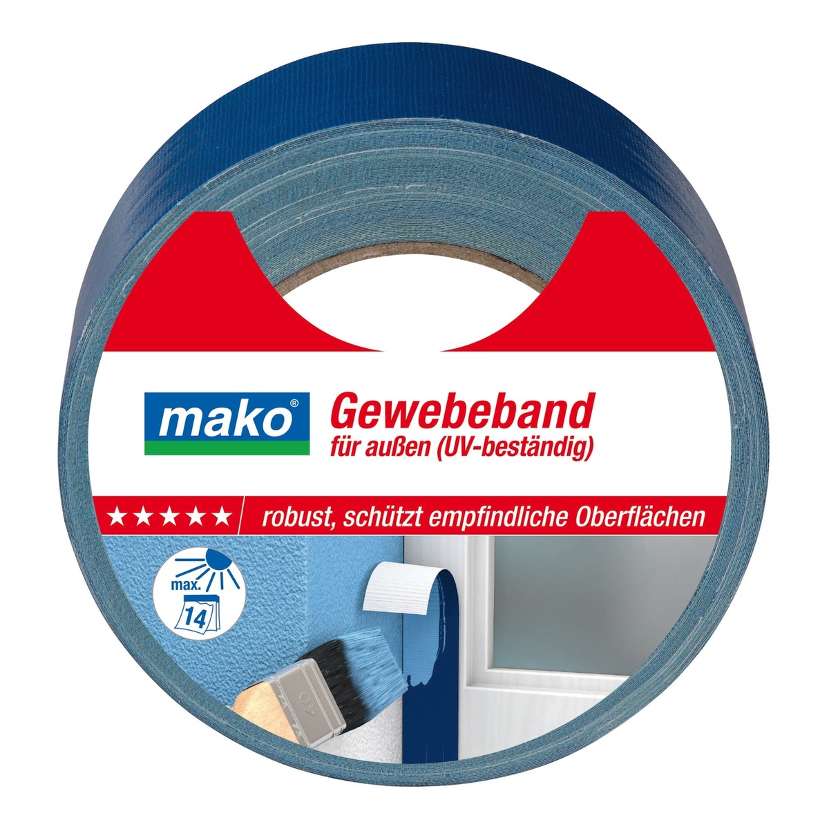 Mako Gewebeband außen PREMIUM, 25 m, blau