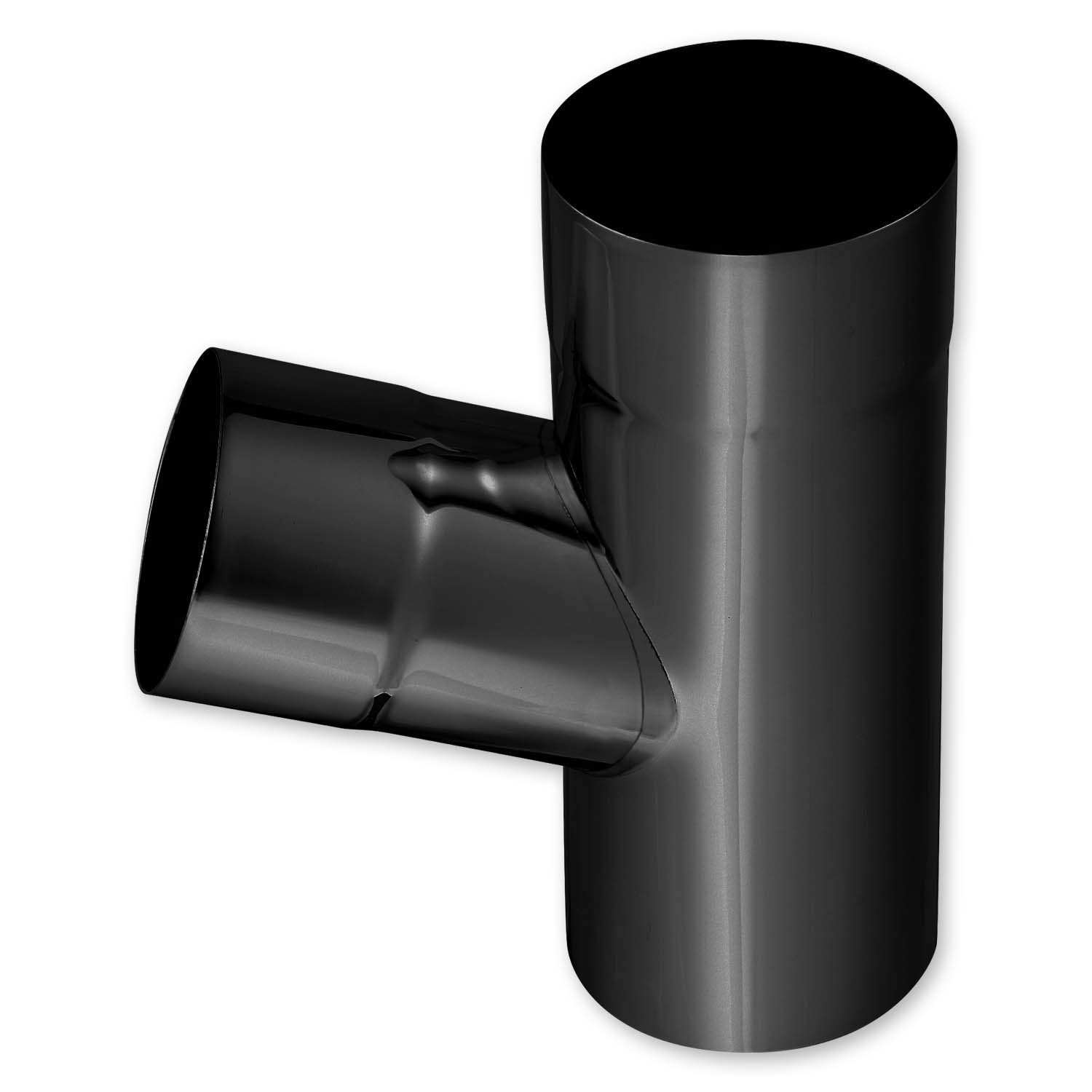 Zambelli Fallrohrabzweig 100/80 mm 72° Grad, verzinkt, Farbe Schwarz