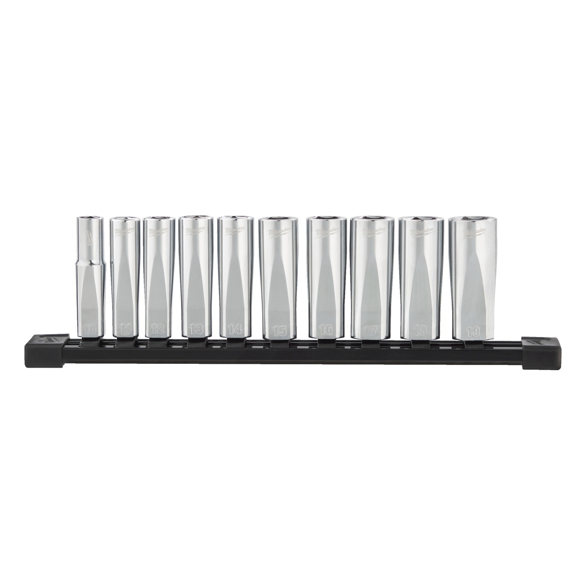 Milwaukee Steckschlüsseleinsatz 3/8" lang Set metrisch, 10-teilig auf Schiene - 1 Stk.