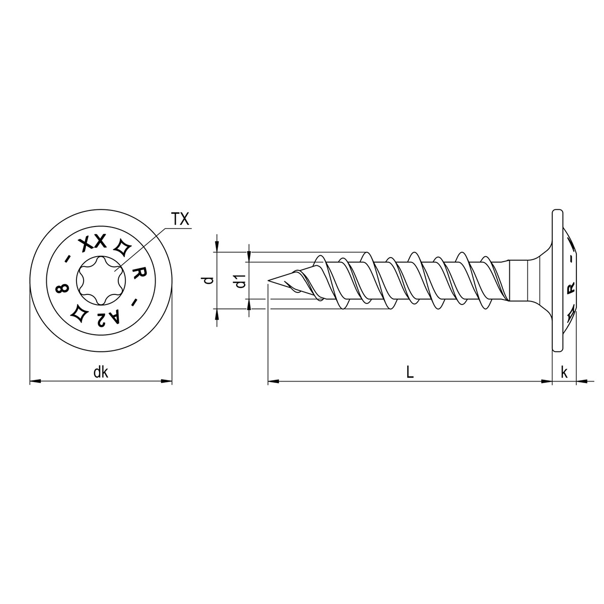 Reisser HBS Tellerkopf Holzbauschraube Edelstahl A2, Vollgewinde, TX40, 8,0x40 mm - 25 Stk.