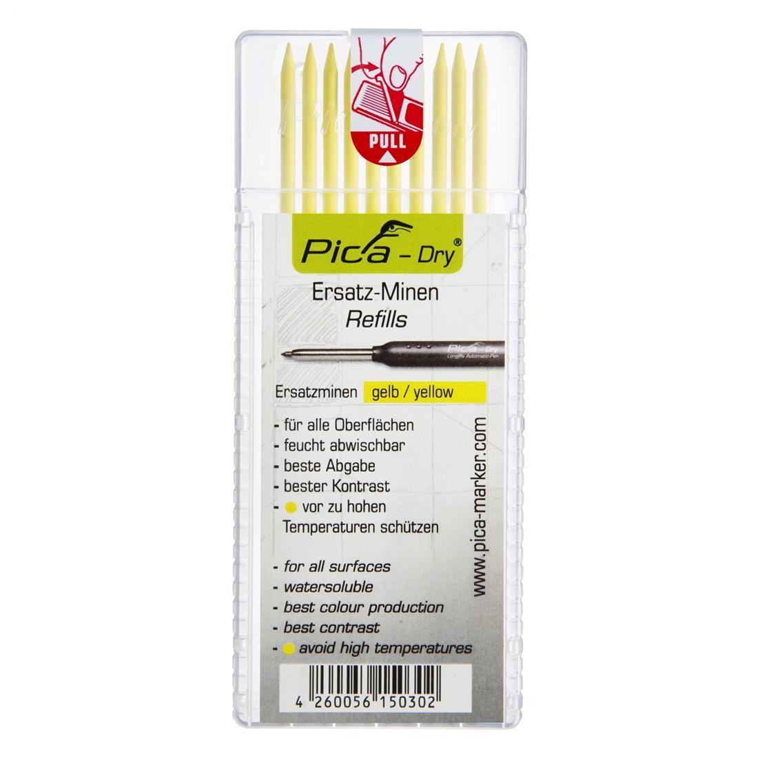Pica Dry Ersatzminen 4032, 2,8 mm, gelb, wasserlöslich, 10 Stück