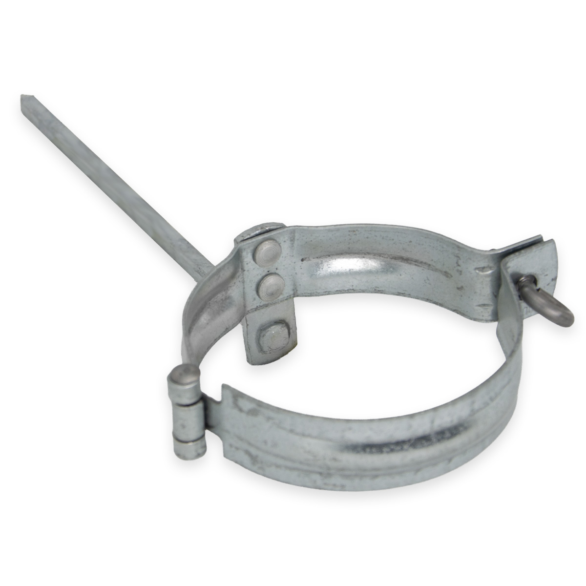 Zambelli Fallrohrschelle 87 mm, Stahl verzinkt, Stiftlänge 140 mm