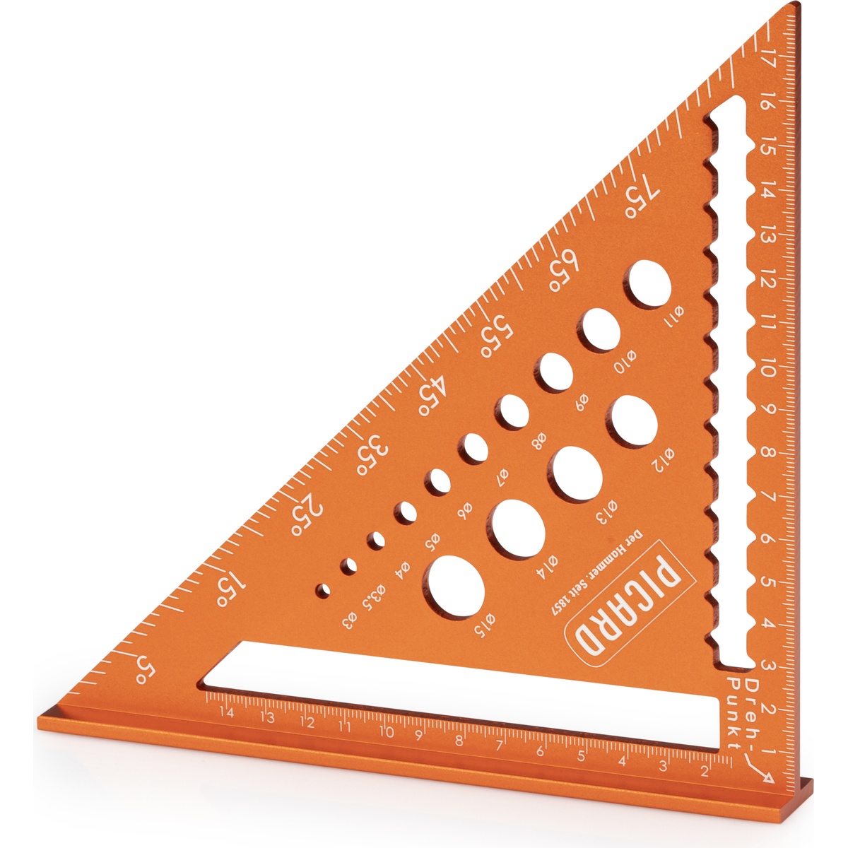 Picard Zimmermannswinkel 180 mm mit Bohrlehre, 255 x 180 mm, 180 g