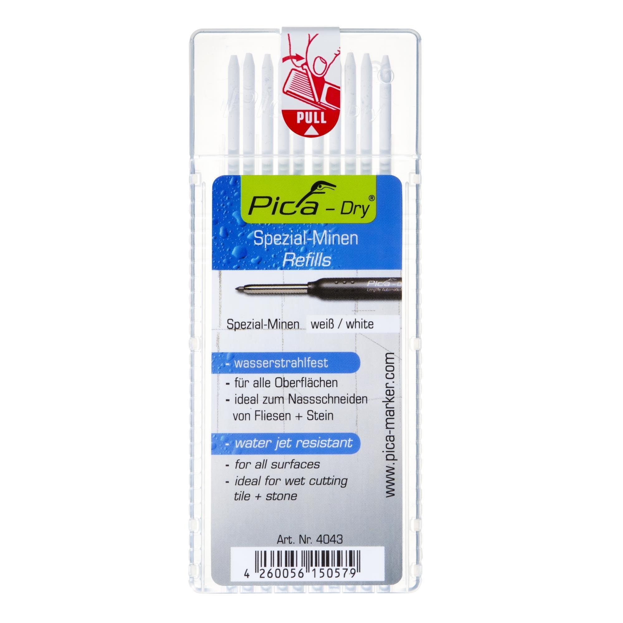 Pica Dry Spezialminen 4043, 2,8 mm, weiß, wasserstrahlfest, 10 Stück