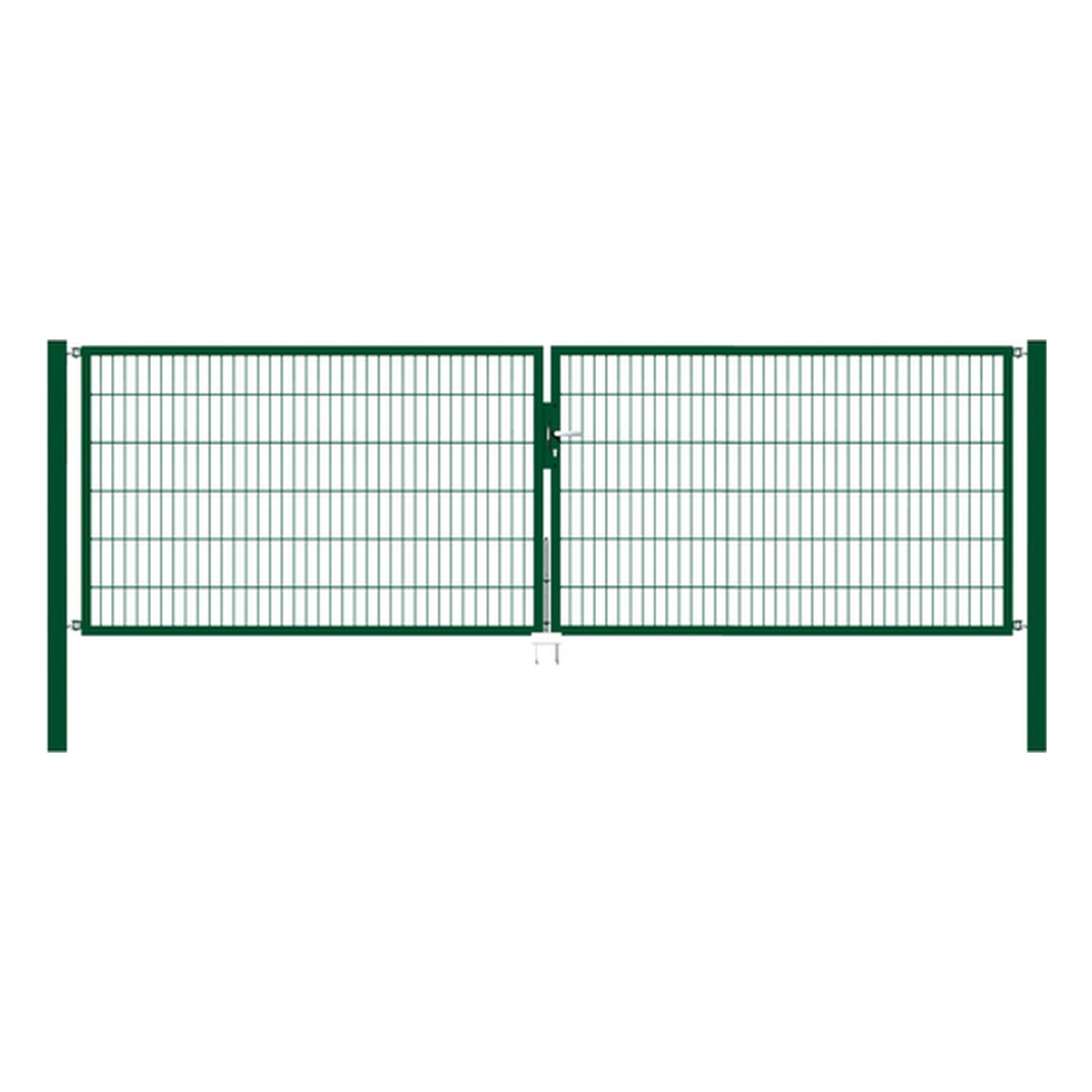 Alberts Doppeltor Flexo, Typ 6/5/6, 1200 x 4000 mm, Pfosten: 80 x 80 mm, Stahl roh, feuerverzinkt, grün kunststoffbeschichtet RAL 6005 - 1 Stk.