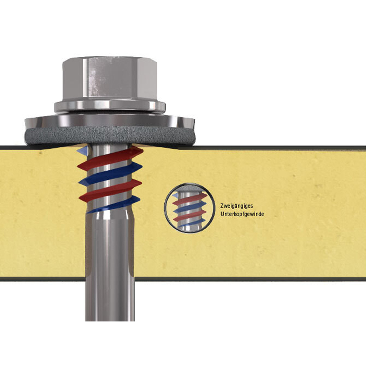 Reisser RP-TD-P Sandwich-Bohrschraube Bimetall (Edelstahl A2/Stahl), Teilgewinde, SW8, 6,5x175 mm - 100 Stk.