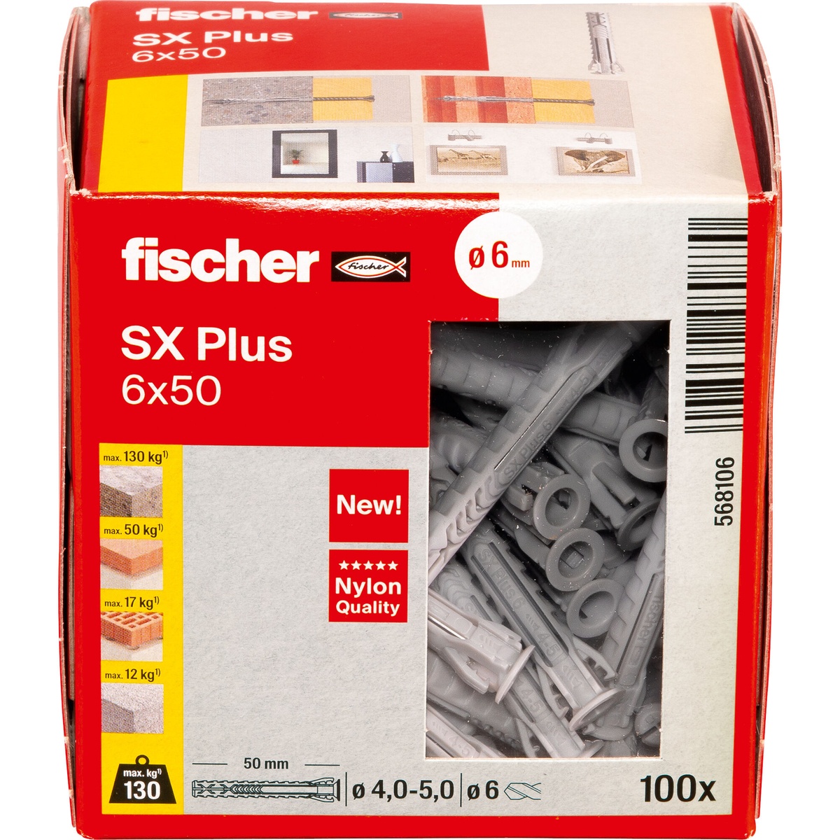Fischer Dübel SX Plus 6 x 50 mm - 100 Stk. Fischer Dübel SX Plus 6 x 50 mm - 100 Stk.