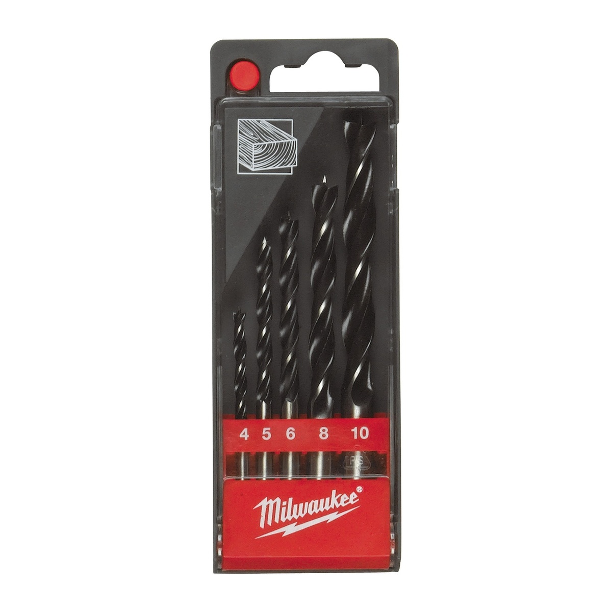 Milwaukee Holzspiralbohrer-Set DIN 7487 E 8-teilig, Ø 3/4/5/6/7/8/9/10 mm, in Kunststoffkassette