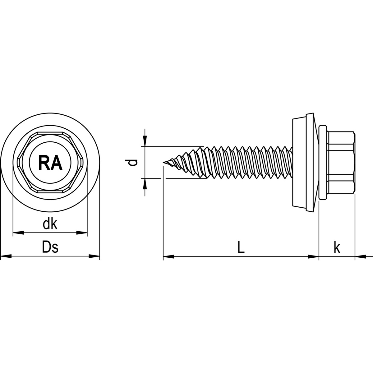 Reisser RP-T2 Stoßverbindungsschraube 4,5x22 mm, E14, Bimetall (Edelstahl A2/Stahl), Vollgewinde, SW8 - 100 Stk.
