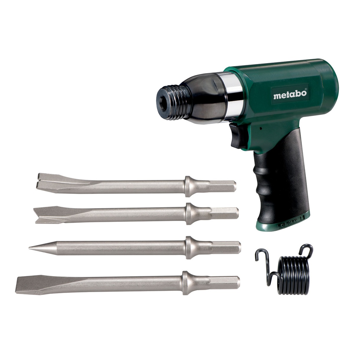 Metabo Druckluft-Meißelhammer DMH 30 Set, Sechskant 10 mm, 3.000 Schläge/min, mit 4 Meißeln im Koffer