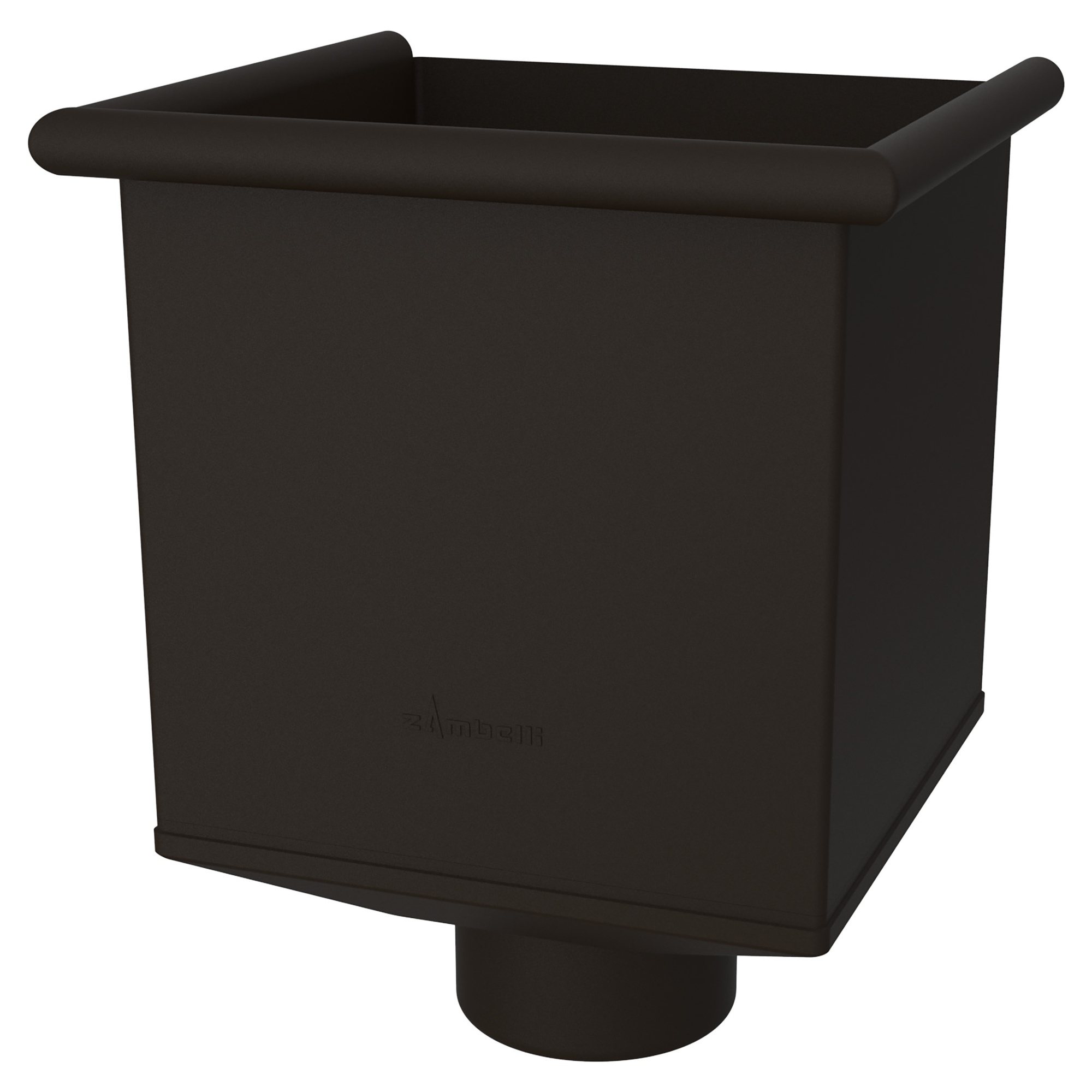 Zambelli Wasserfangkasten quadratisch Ø 100 mm, Dunkelbraun RAL 8019, COLORDUR - 1 Stk.