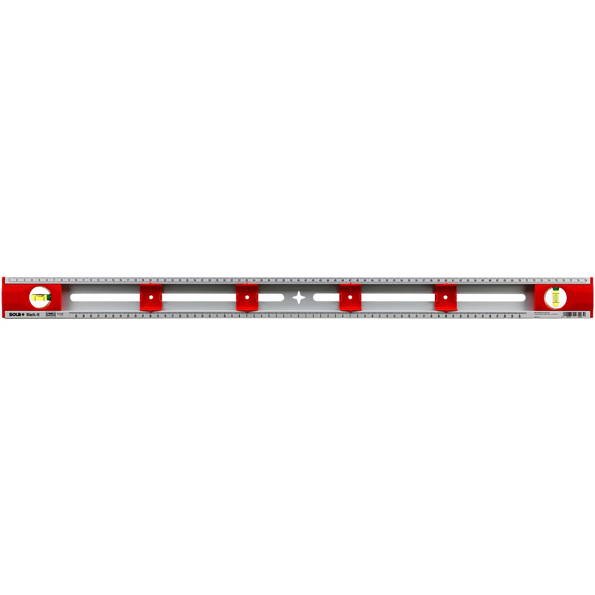 Sola Markier-Wasserwaage MARK-IT, 80 cm, Alu-C-Profil mit Messschiebern und Mittelpunkt-Skala