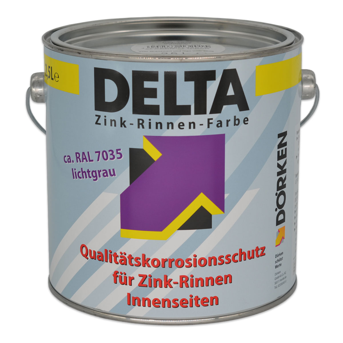 Dörken Delta Zink-Rinnenfarbe RAL7035 Lichtgrau 2,5 l