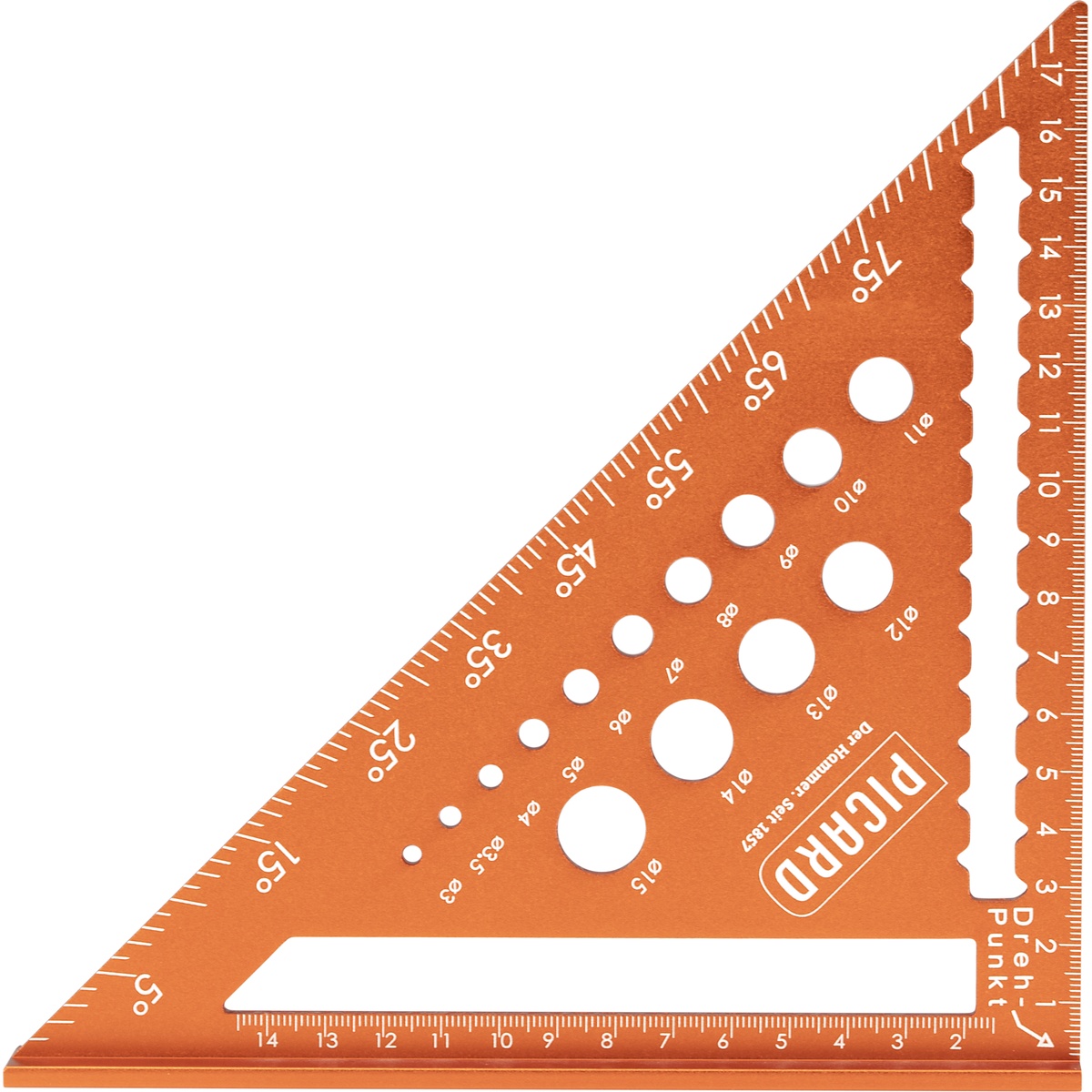 Picard Zimmermannswinkel 180 mm mit Bohrlehre, 255 x 180 mm, 180 g