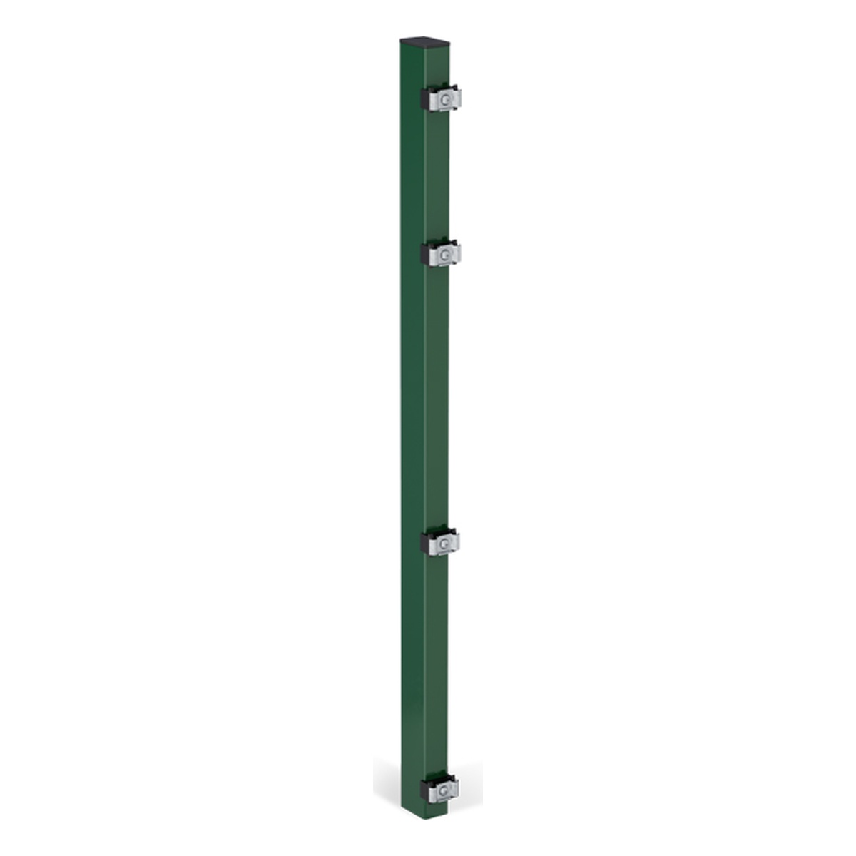 Alberts Zaunpfosten, Länge: 1075 mm, für Mattenhöhe: 1000 mm, Pfostenstärke: 60 x 40 mm, inkl. innenliegender Klemmlasche, Stahl roh, sendzimirverzinkt, grün kunststoffbeschichtet RAL 6005, zum Aufschrauben - 1 Stk.