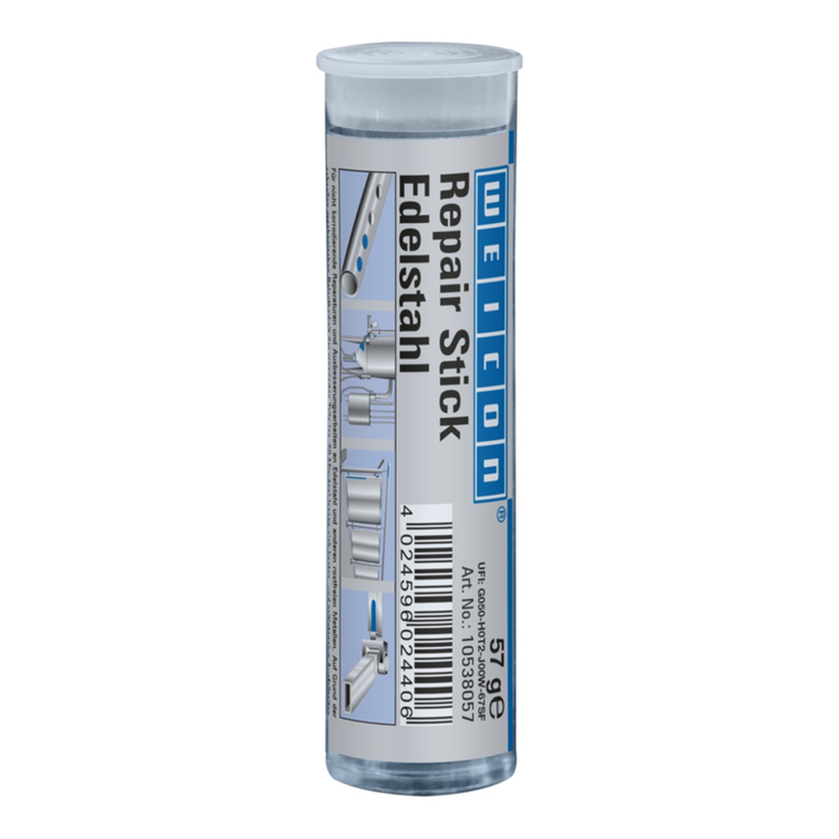 WEICON Repair Stick Edelstahl Reparaturknete 2-K Epoxid 57 g, dunkelgrau