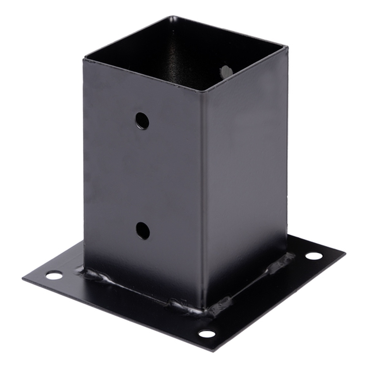 Alberts Aufschraubhülse für Vierkantholzpfosten, Stahl roh verzinkt, schwarz kunststoffbeschichtet, 91 mm, Platte 150 x 150 mm - 1 Stk. Alberts Aufschraubhülse für Vierkantholzpfosten, Stahl roh verzinkt, schwarz kunststoffbeschichtet, 91 mm, Platte 150 x 150 mm - 1 Stk.