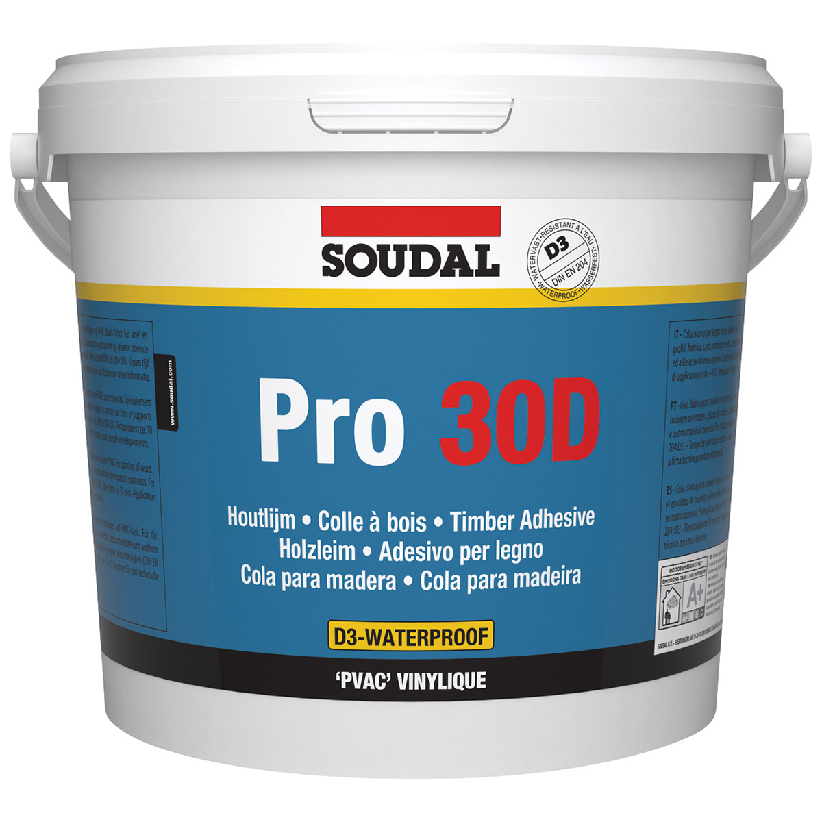 Soudal Holzleim PRO 30D D3 Weißleim 5 kg, transparent trocknend