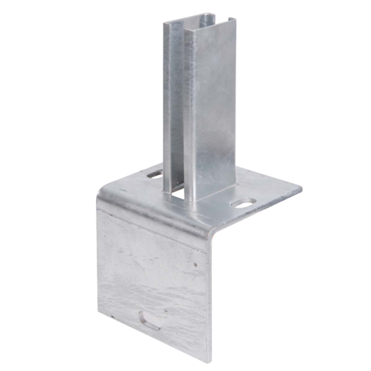 Alberts Pfostenträger für Zaunpfosten 60 x 40 mm auf L-Randsteinen, Platte: 120 x 120 mm, Aufnahmewinkel: 120 x 120 x 5 mm, für Pfosten: 60 x 40 mm, Aufnahme: 55 mm, Aufnahme: 34 mm, Stahl roh, feuerverzinkt, anthrazit RAL 7016, zum Aufschrauben - 1 Stk.