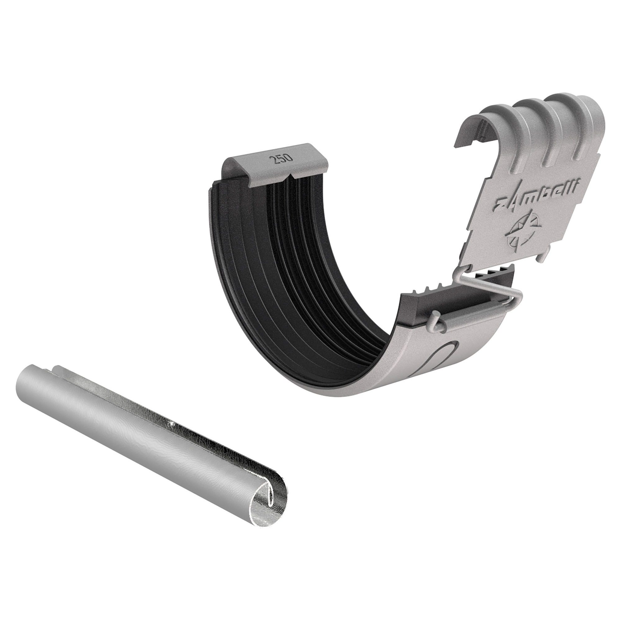 Zambelli Set Rinnen- und Wulstverbinder halbrund 250, 8-teilig, Weißaluminium RAL 9006, COLORDUR, mit Zambelli-Logo - 1 Set