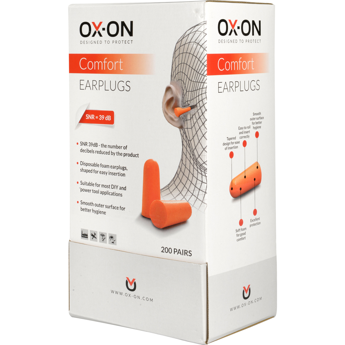 OX-ON Gehörschutzstöpsel, 200 Paar