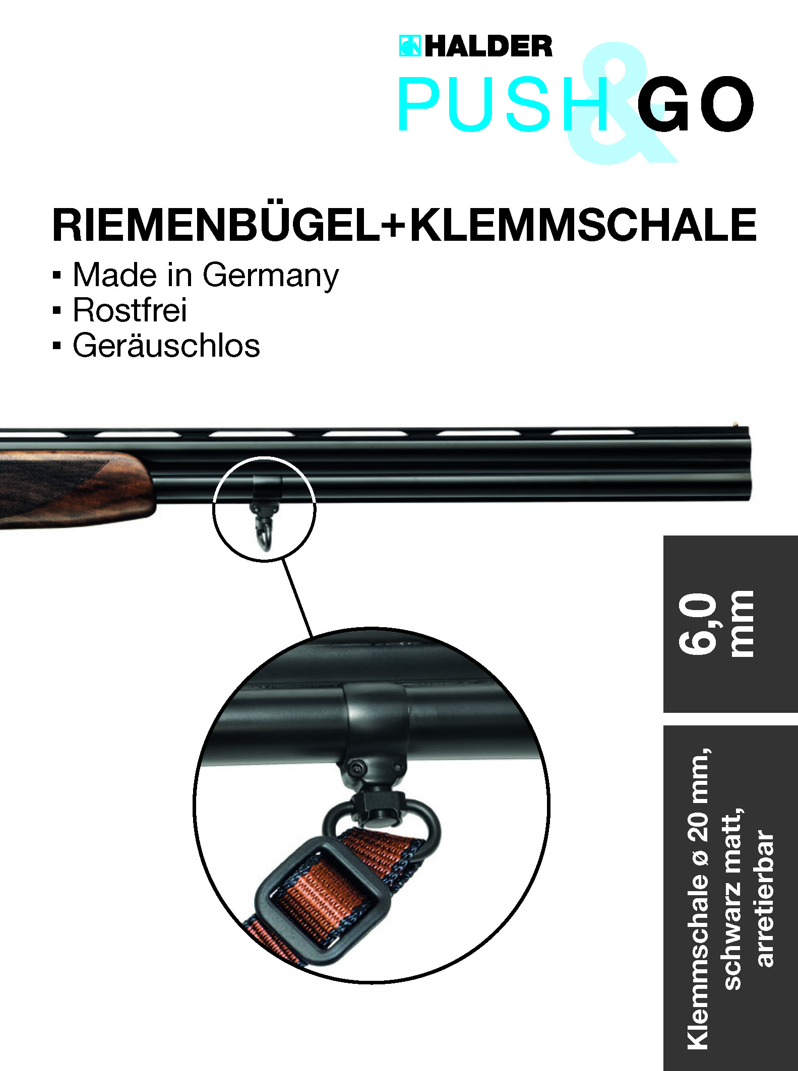 Halder schmaler Riemenbügel mit Klemmschale Ø20