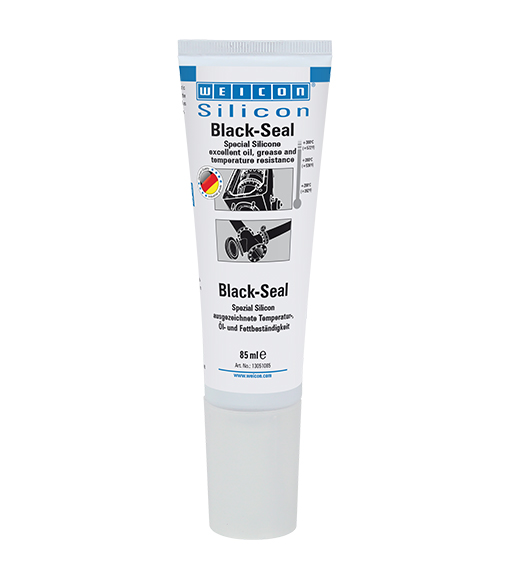 WEICON Black-Seal Spezialsilikon, dauerelastischer Dichtstoff für öl- oder fettbeständige Bereiche, 85 ml, schwarz
