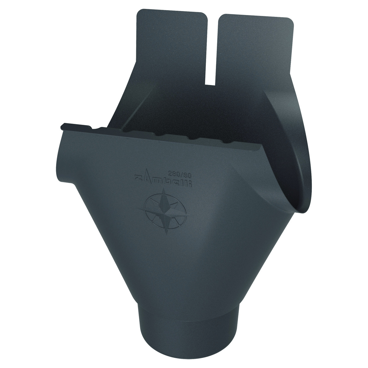 Zambelli Rinnenstutzen Meister-Stutzen oval 250/80, 8-teilig, Anthrazit RAL 7016, COLORDUR, hinten gefalzt, mit Zambelli-Logo - 1 Stk.