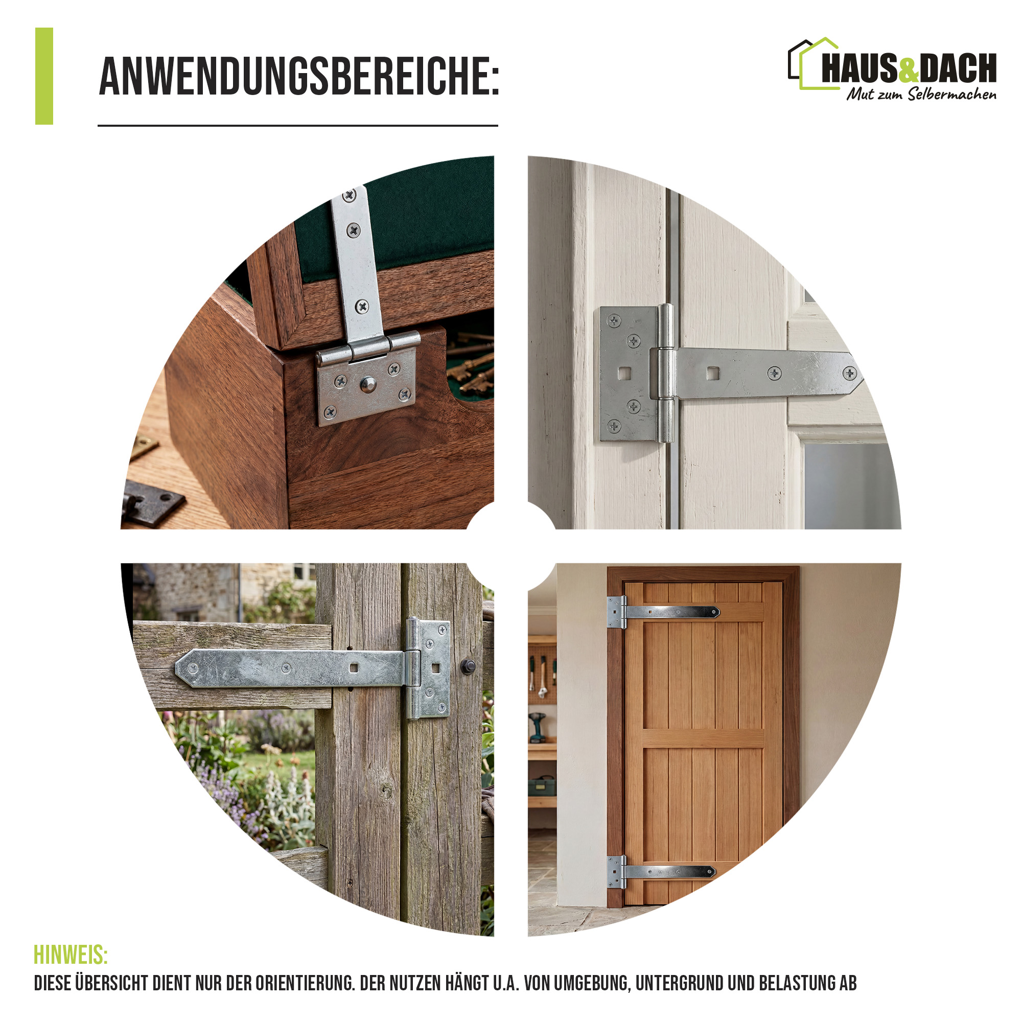 HAUS&DACH Kreuzgehänge Set 600 mm verzinkt - schweres Torband / Türband für Gartentor & Holztor