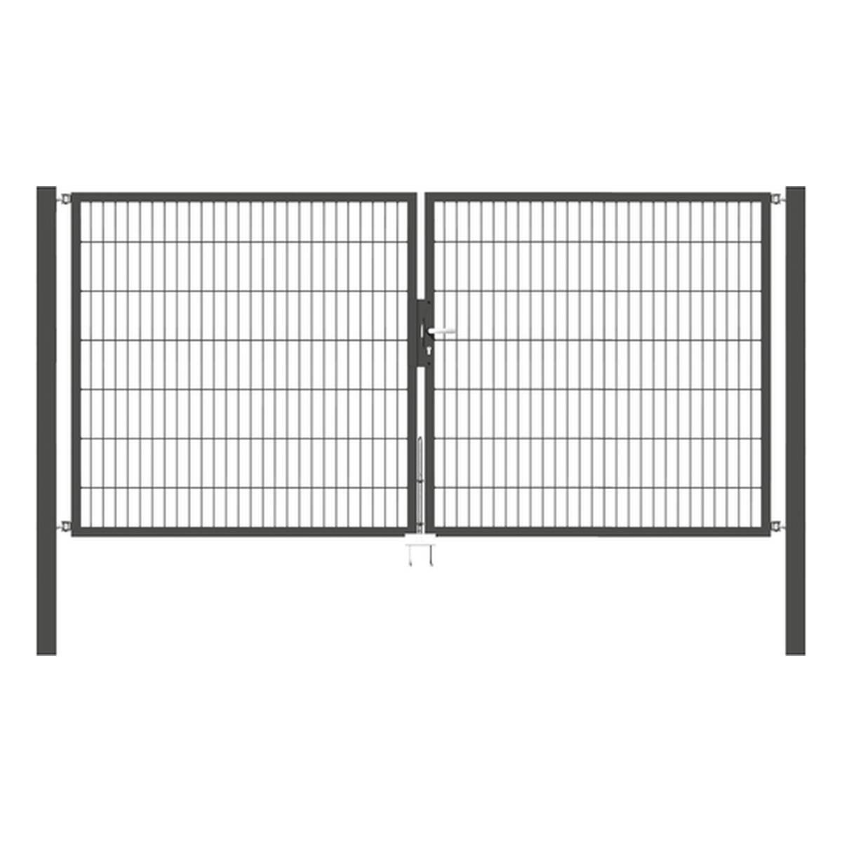 Alberts Doppeltor Flexo, 1400 x 3000 mm, mittig geteilt, Lichte Breite: 3000 mm, Stahl roh, feuerverzinkt, anthrazit kunststoffbeschichtet RAL 7016 - 1 Stk.