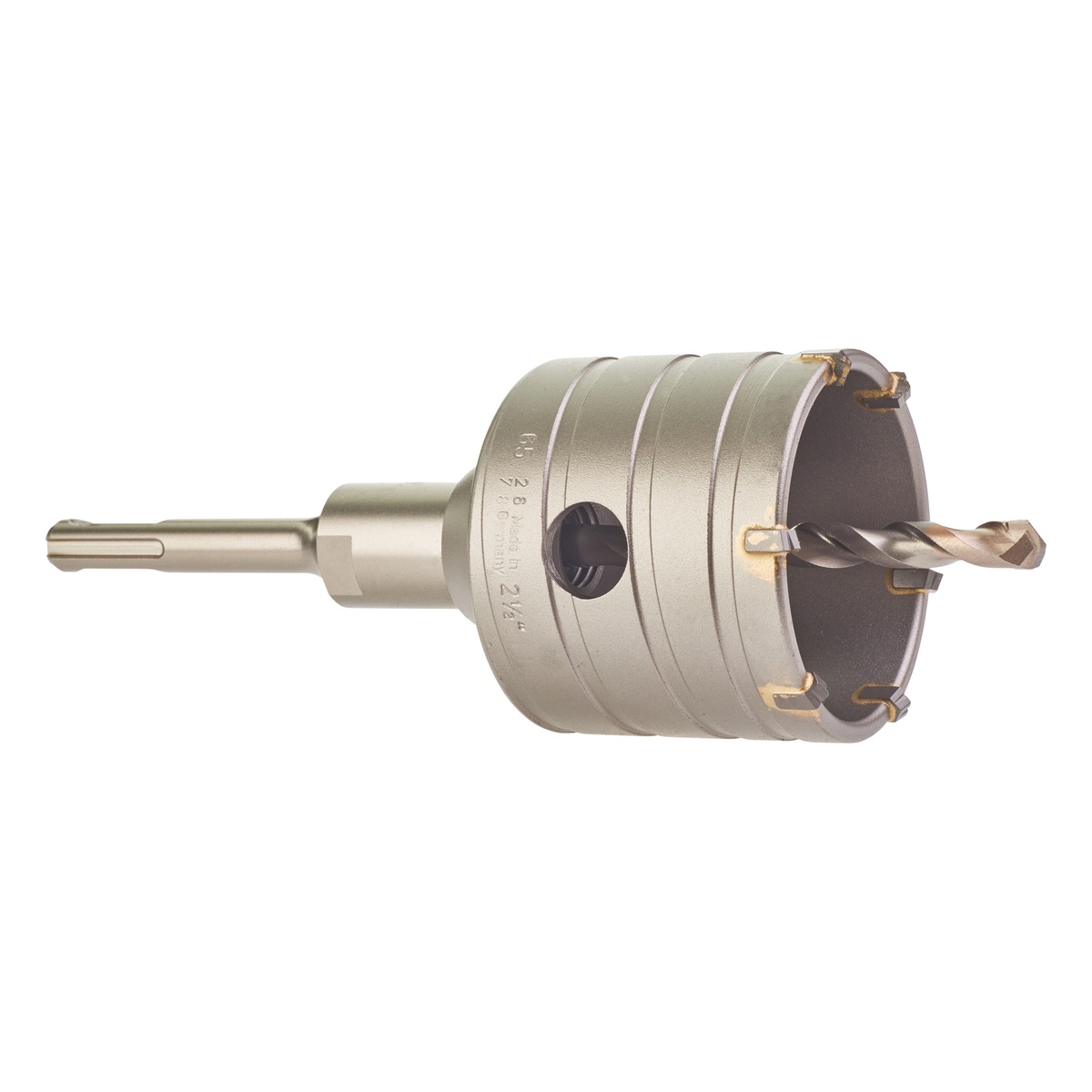 Milwaukee Schlagbohrkronen-Set SDS-Plus Ø 65 mm, hammerfest, mit Aufnahmeschaft 105 mm und Zentrierbohrer