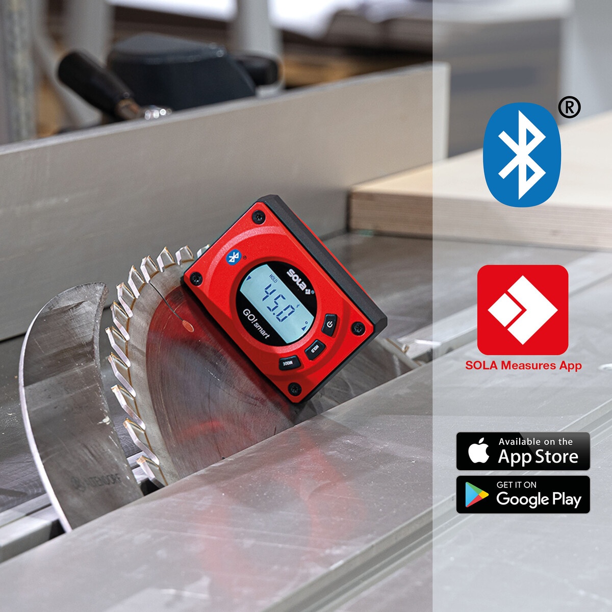 Sola Digitaler Neigungs- und Winkelmesser GO! SMART, 8 cm, Magnet mit V-Nut, Bluetooth, IP52