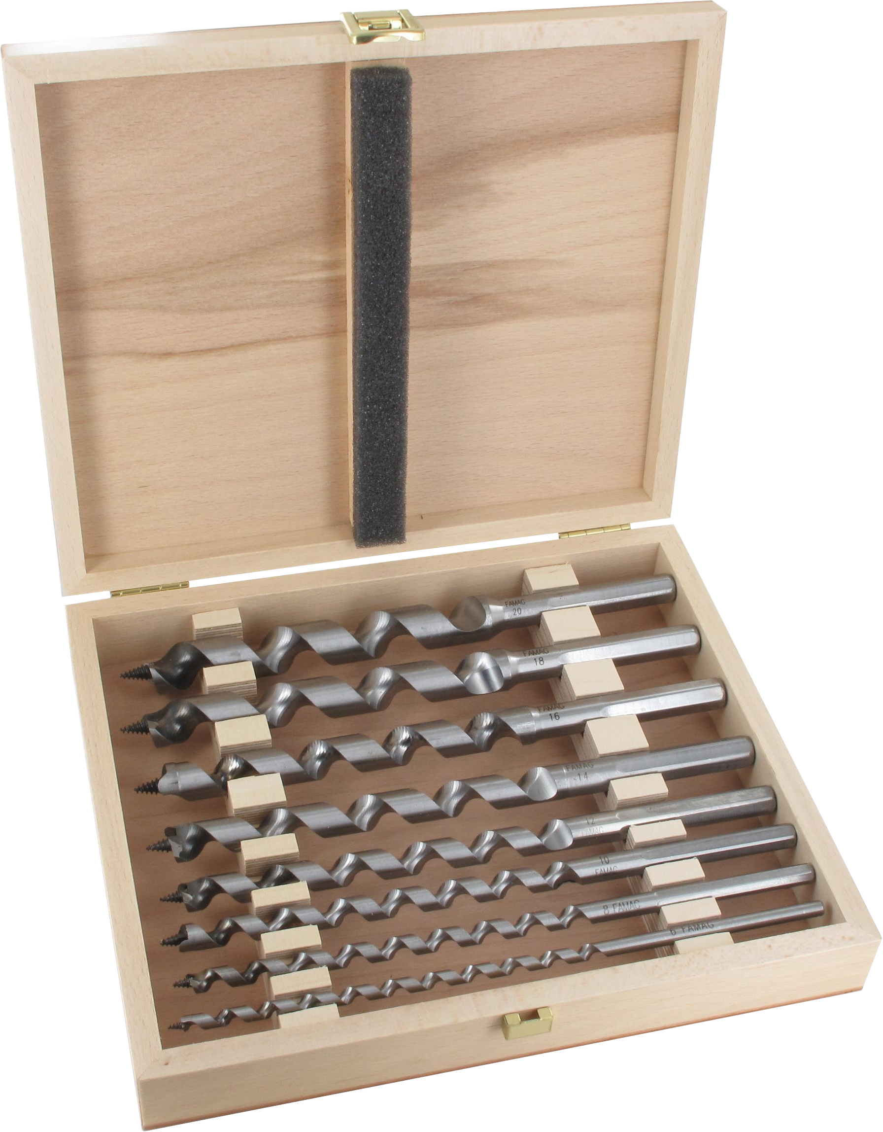 FAMAG Schlangenbohrer 235mm WS Lewis Satz "Classic", 8-tlg. im Holzkasten