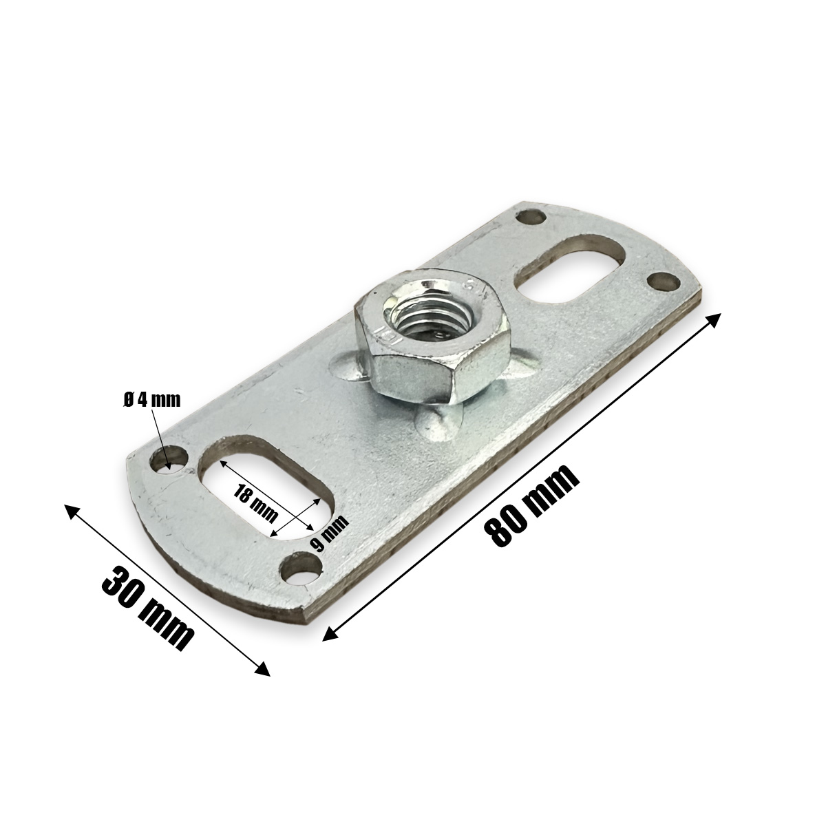 Overhoff Grundplatte für Wandbefestigung mit Gewindemuffe M10 (30x80mm) 1 Stück Rohrschellenhalter