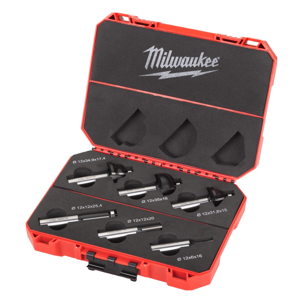 Milwaukee Oberfräser-Satz 12 mm Schaft, Hartmetall, diamantgeschliffen, 6-teilig